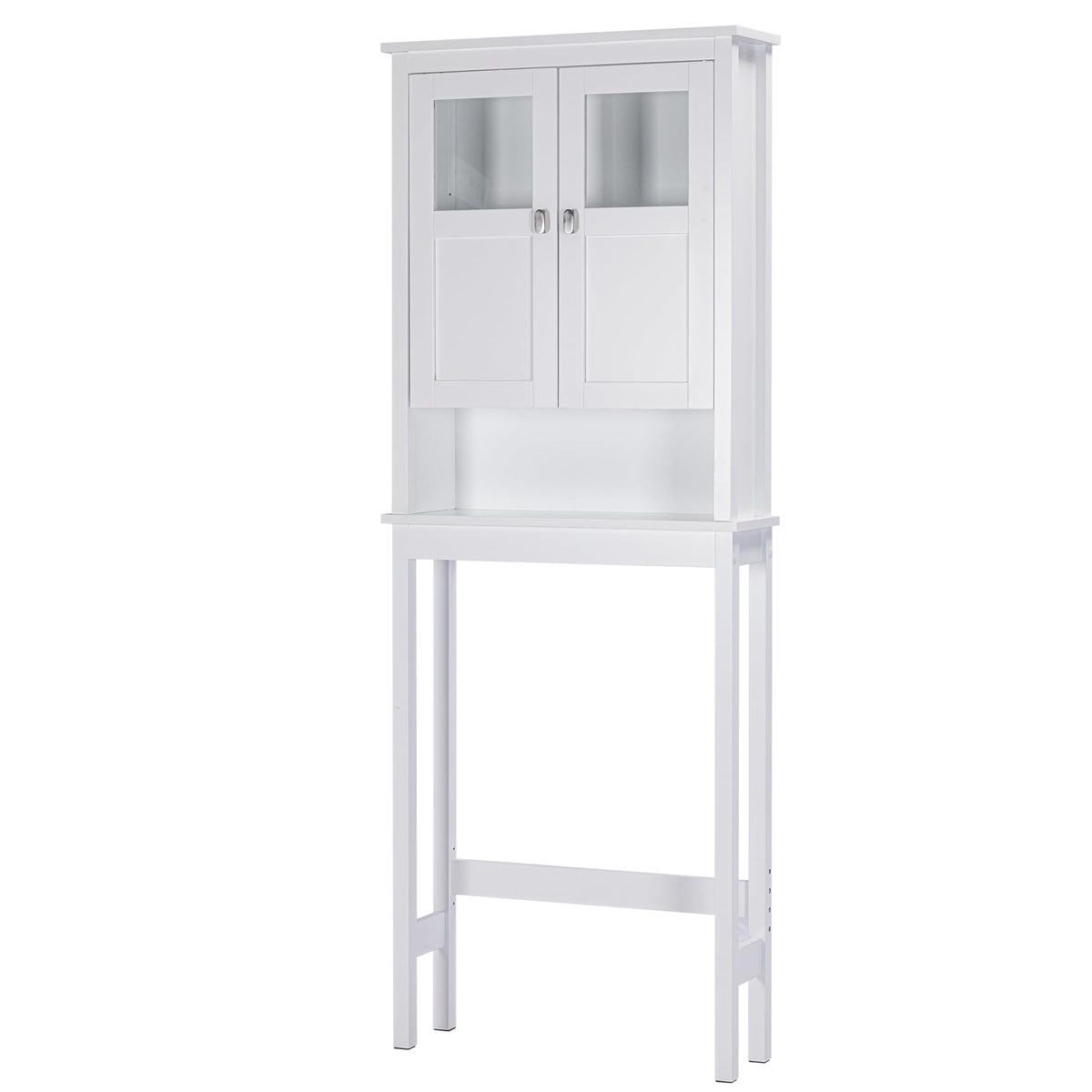White Over the Toilet Storage Cabinet with Glass Doors G455460