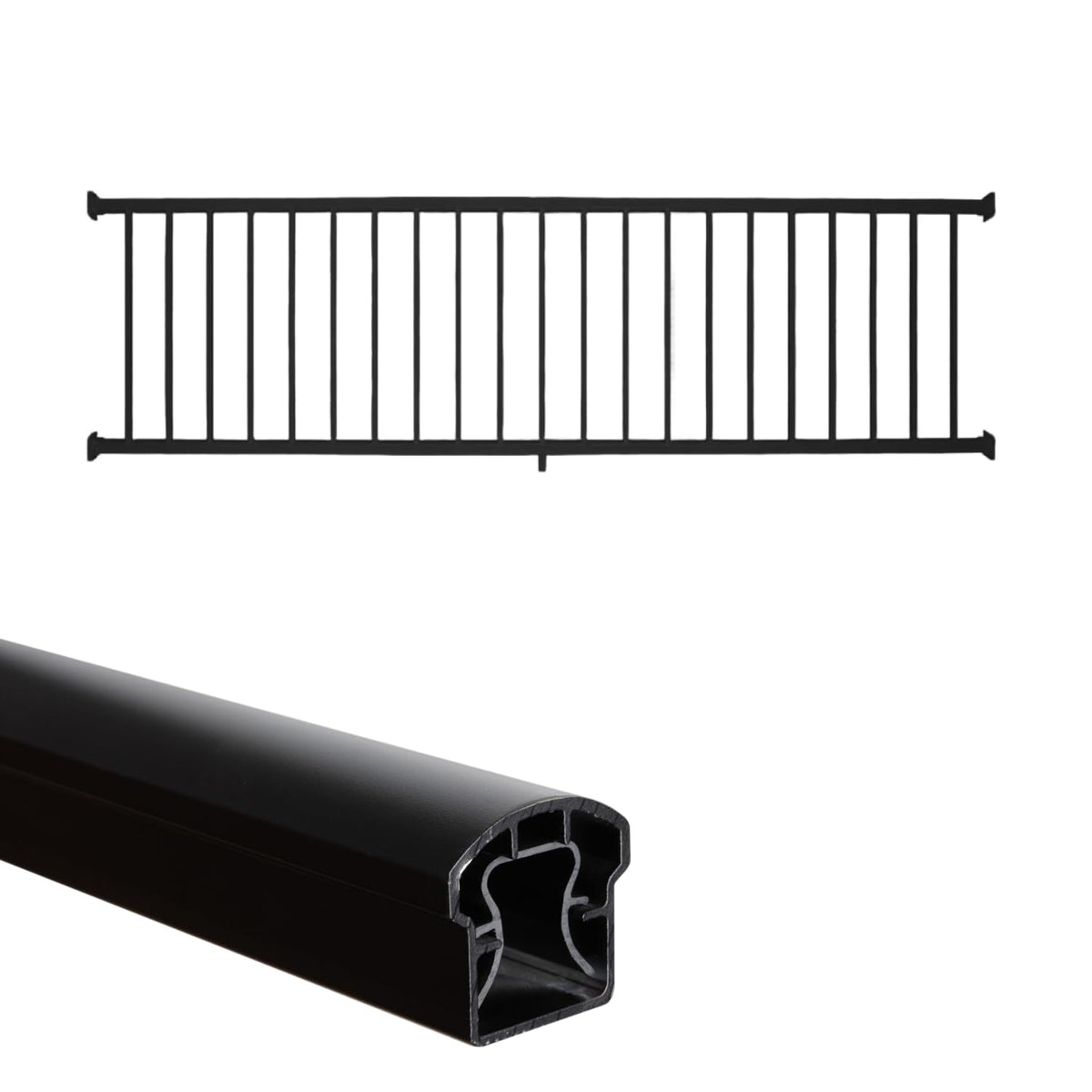 36 in. H x 8 ft. W Aluminum Deck Railing Kit with Black Powder-Coated Finish L5046