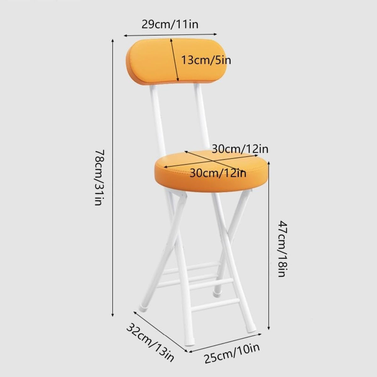 Black Cushioned Folding Stool with Backrest J463