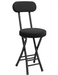 Black Cushioned Folding Stool with Backrest J463