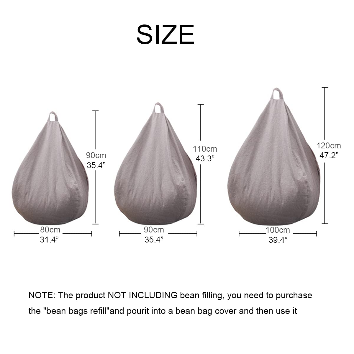 Cotton Linen Bean Bag Chair Cover 90x110cm C563
