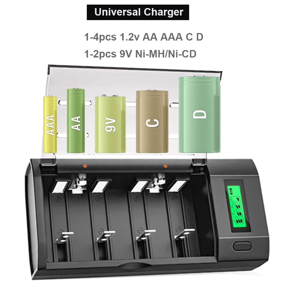 Rechargeable D Batteries with Charger D15526