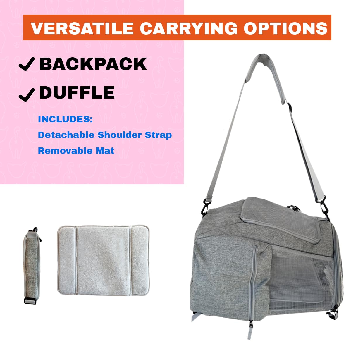 Grey Mesh Cat Carrier Bag with Side Pockets J245