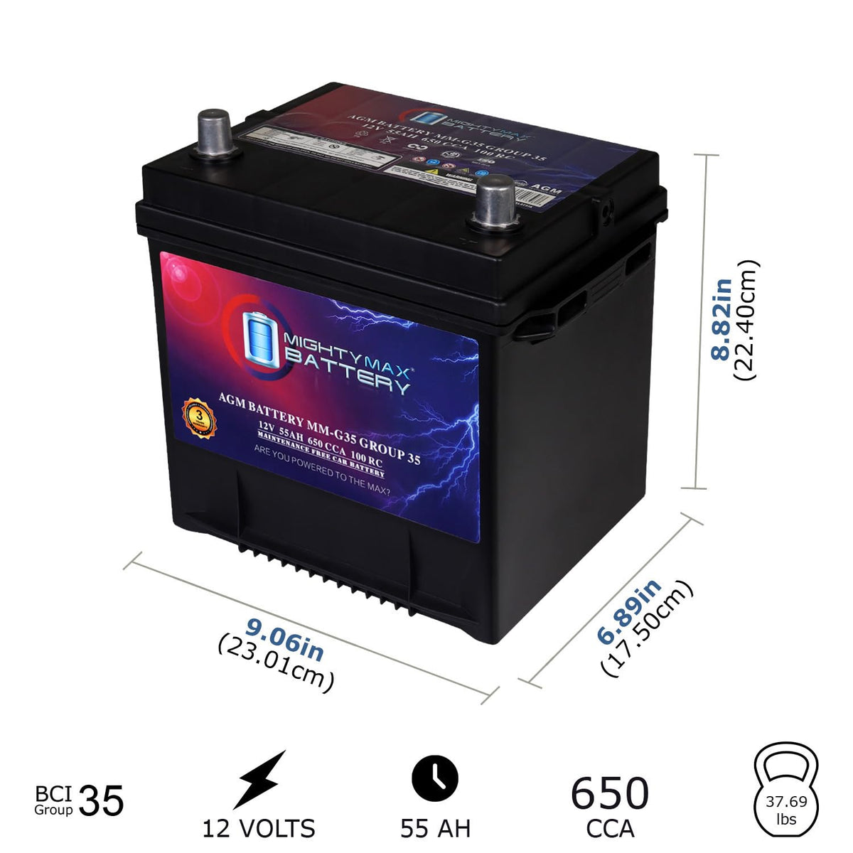 12V 55Ah AGM Replacement Battery E686780