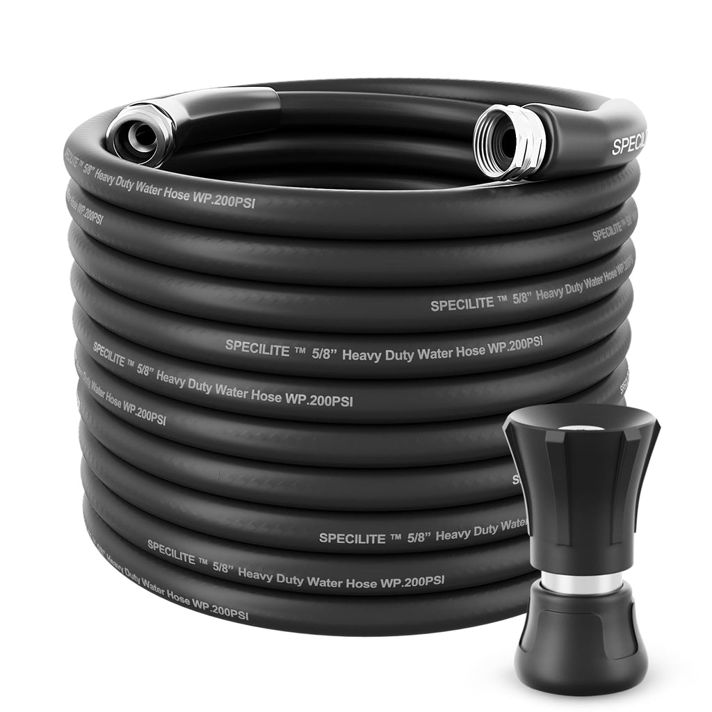 5/8" Hot/Cold Garden Rubber Hose 100 ft with Nozzle C9413