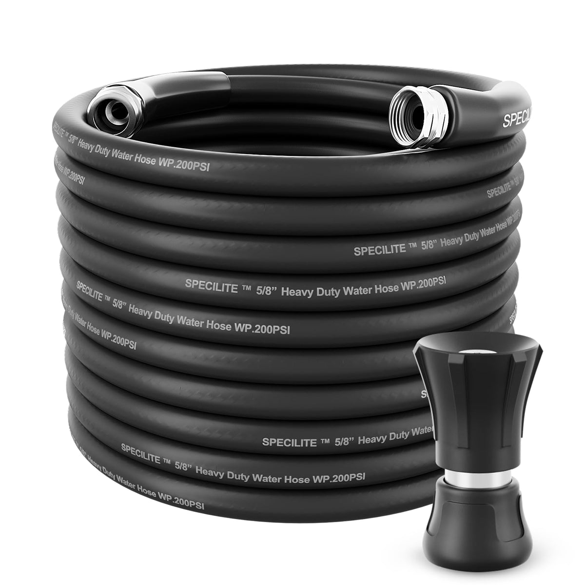 5/8" Hot/Cold Garden Rubber Hose 100 ft with Nozzle C9413