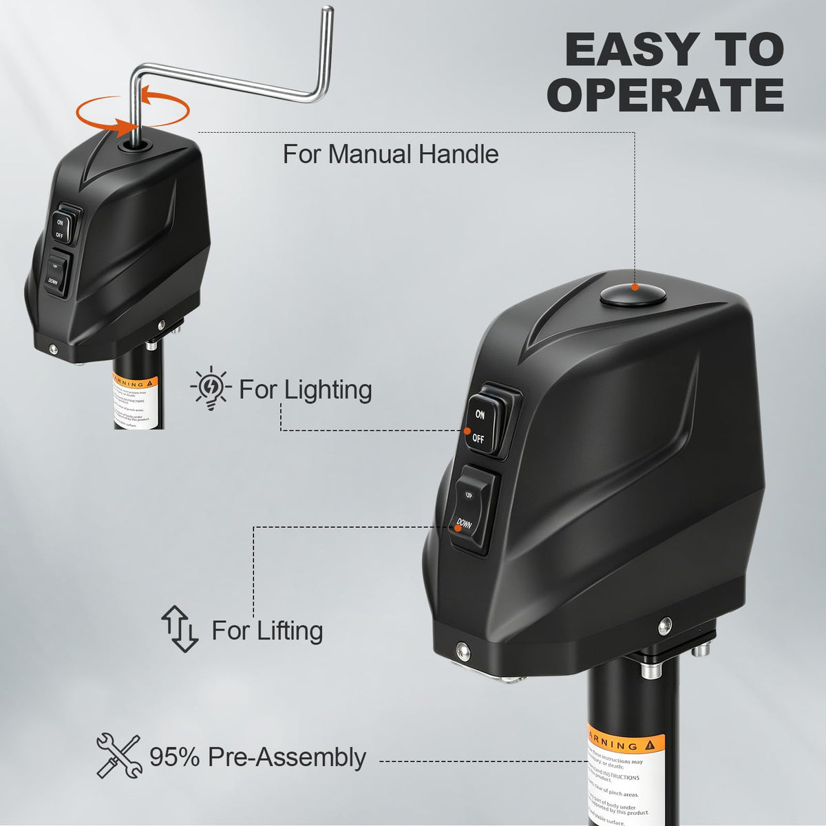 Electric Trailer Jack with Waterproof Cover & LED Light Y111304