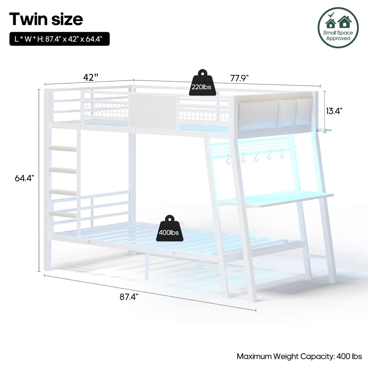 Twin Over Twin Bunk Beds with Desk F168