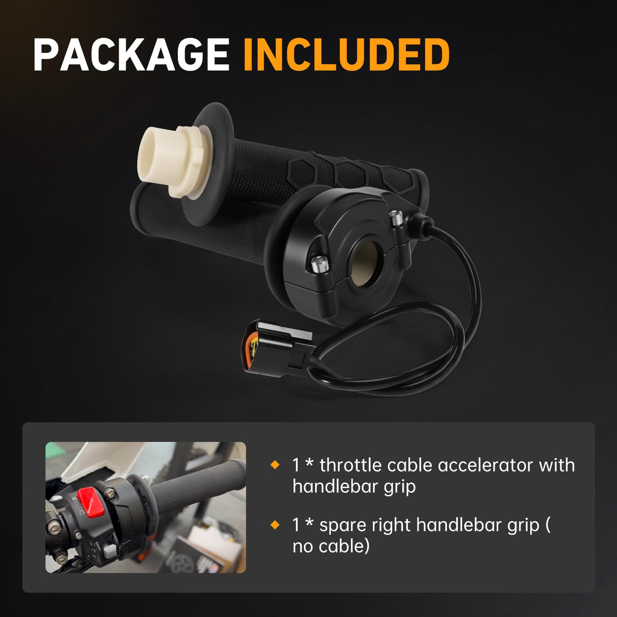 Electric Throttle Handle Assembly with Cable and Spare Right Handlebar Grip V497