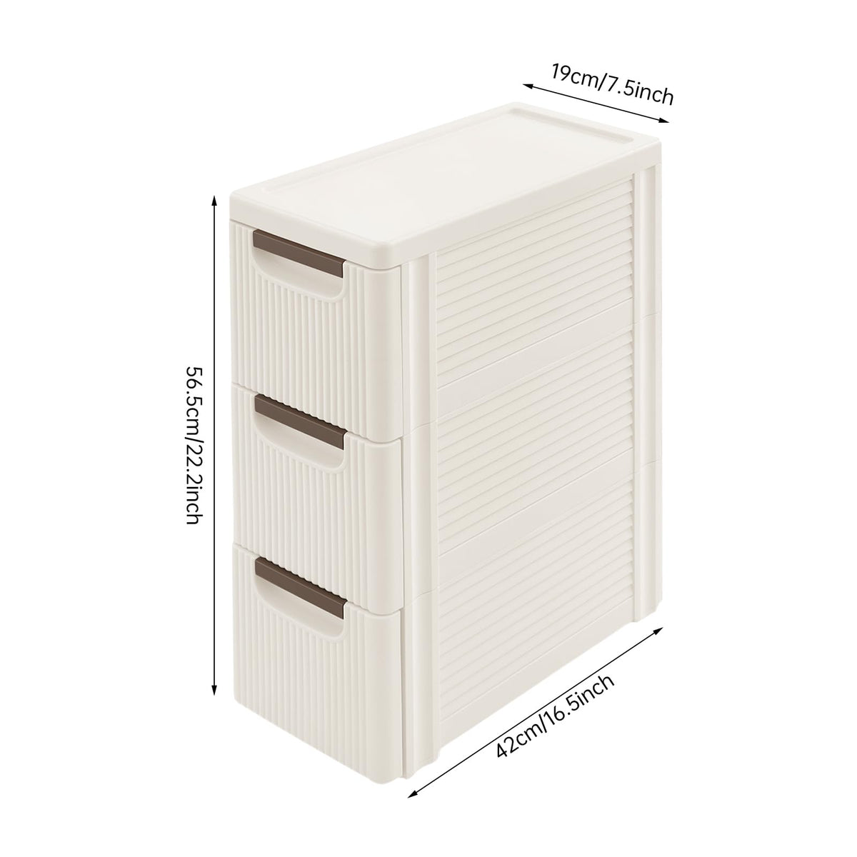 3 Drawers Narrow Plastic Storage Cabinet on Wheels I27334