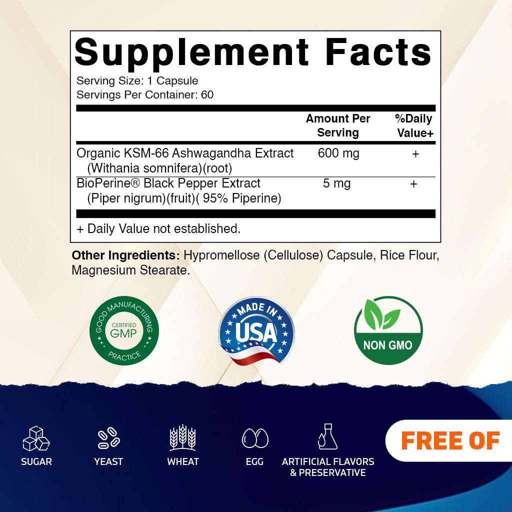 Ashwagandha Root Extract 600mg 60 Veggie Caps Z2223