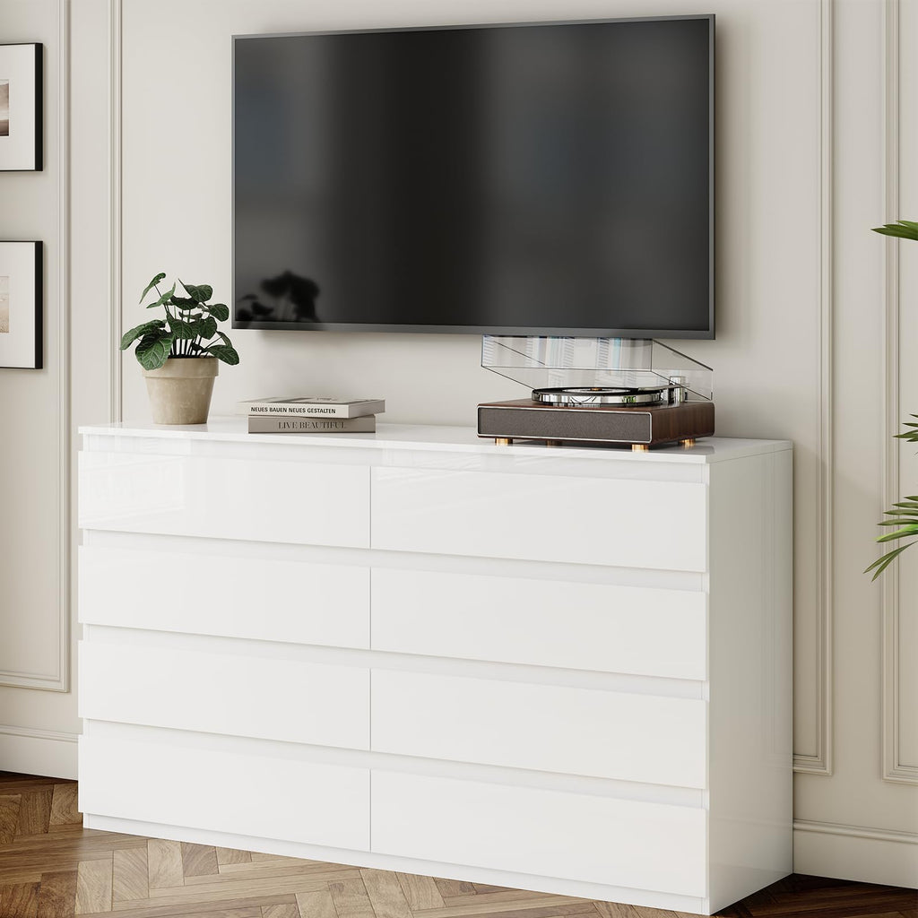 White 8 Drawer Wood Dresser A461