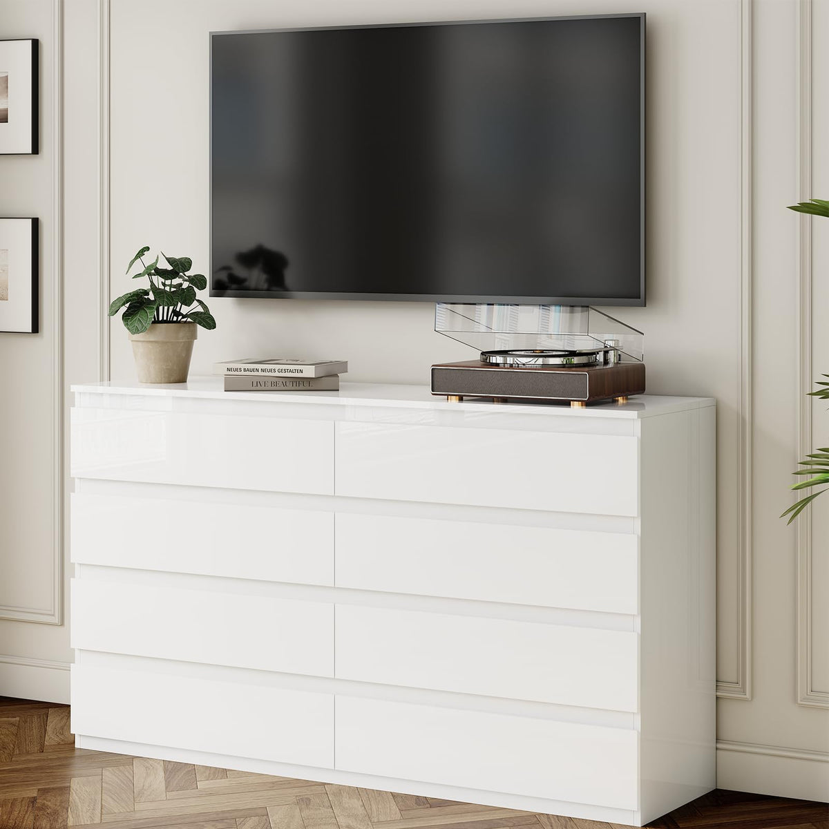 White 8 Drawer Wood Dresser A461