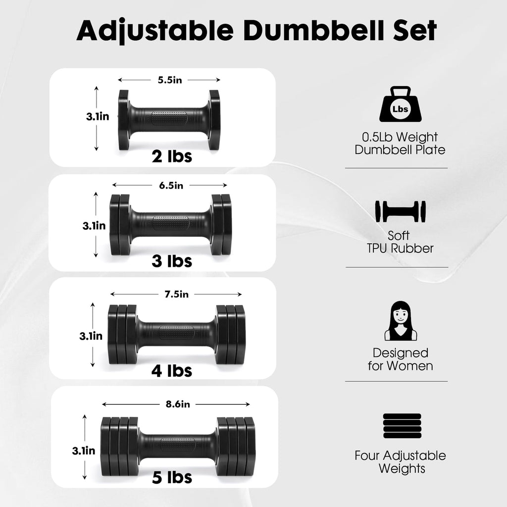 Adjustable Dumbbell Set 2lb 3lb 4lb 5lb D705791