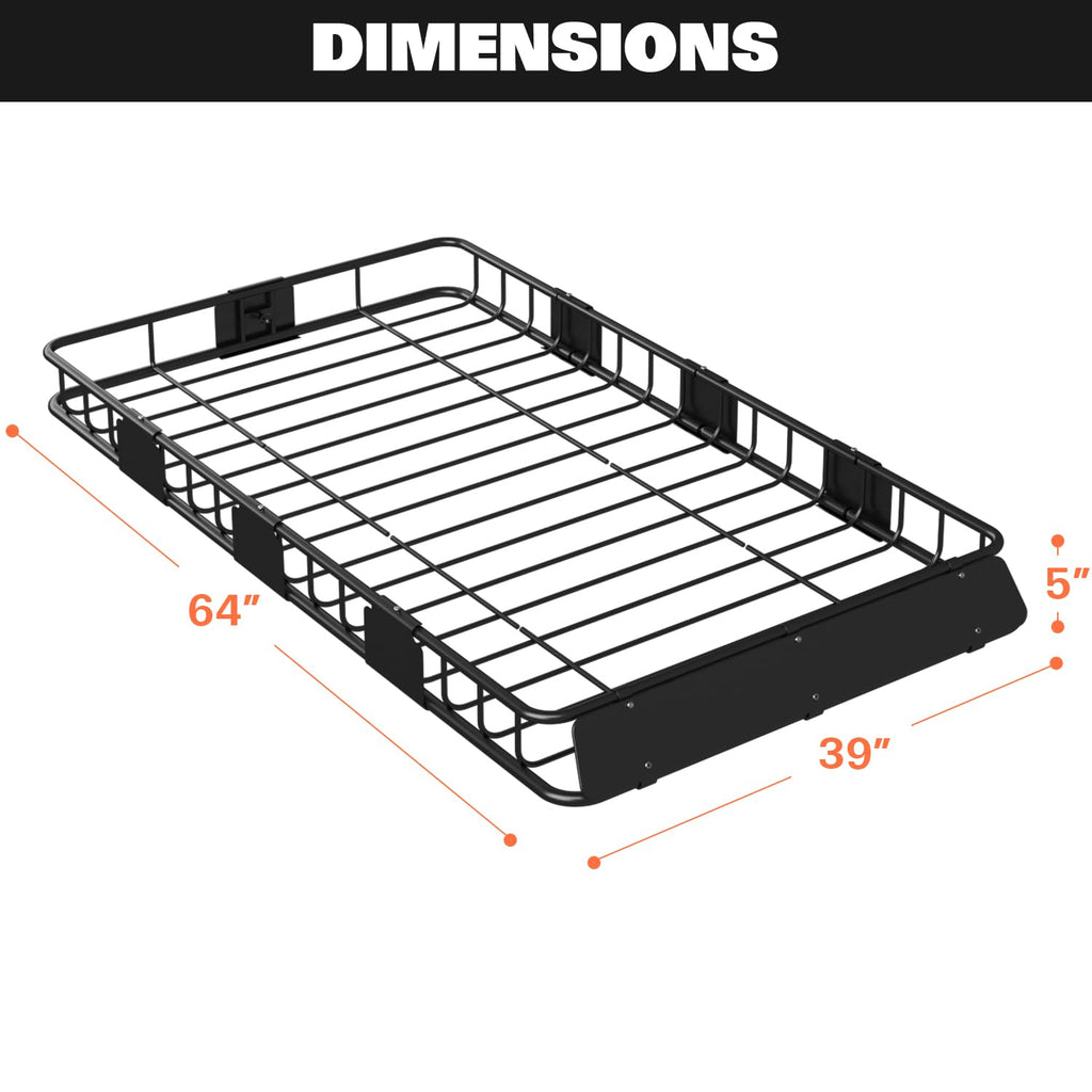 64" x 39" x 5" 200lb Heavy Duty Roof Rack Carrier Basket with Waterproof Bag E856660