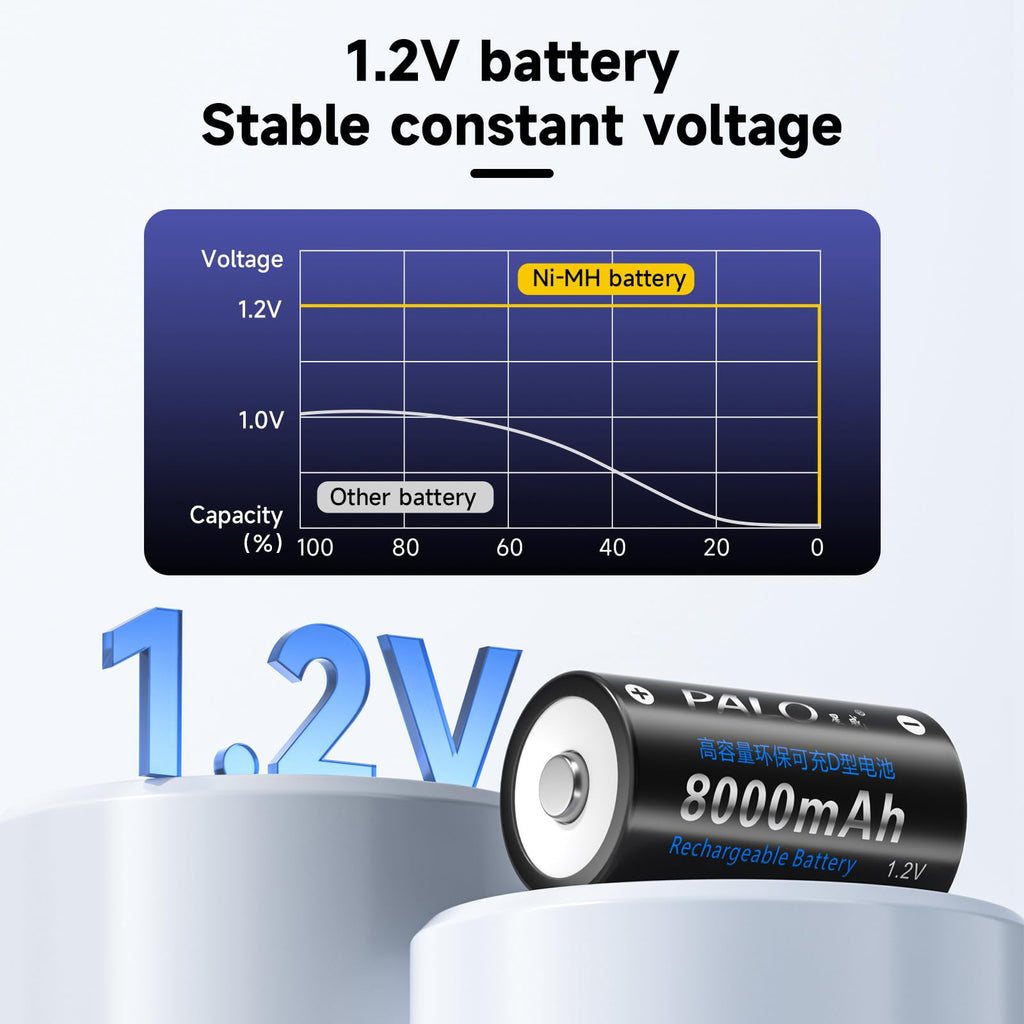 Rechargeable D Batteries with Charger D15526