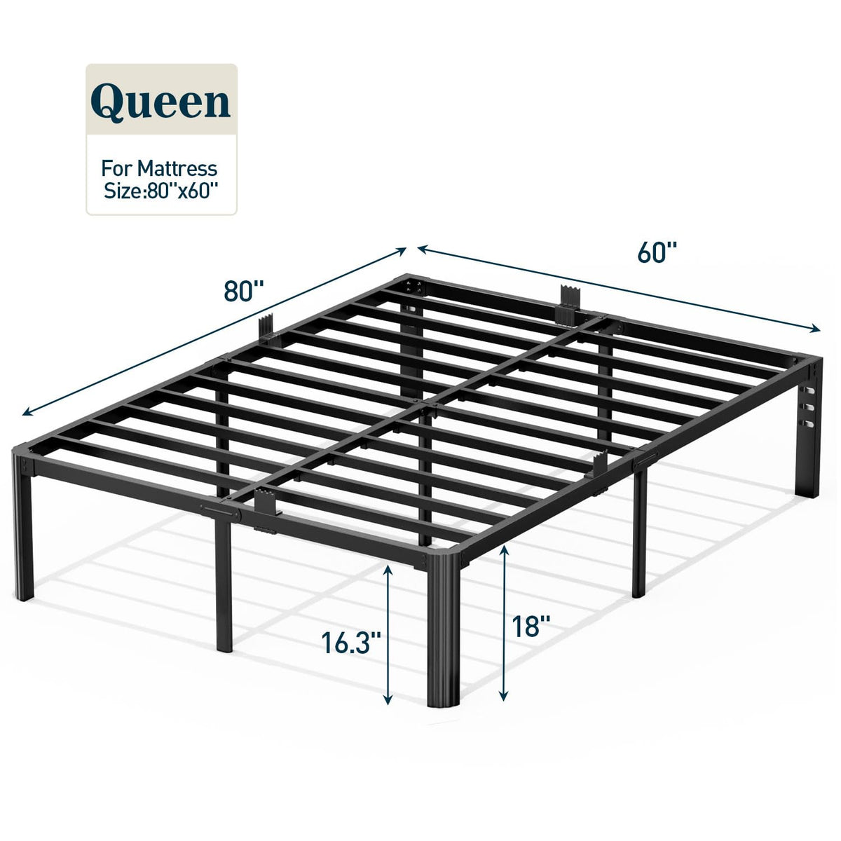 Queen 18 Inch Heavy Duty Metal Platform Bed Frame K845873