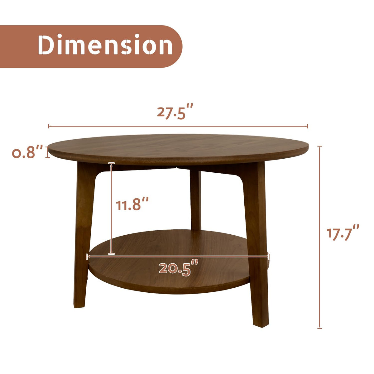 2-Tier Round Wood Coffee Table Q348827