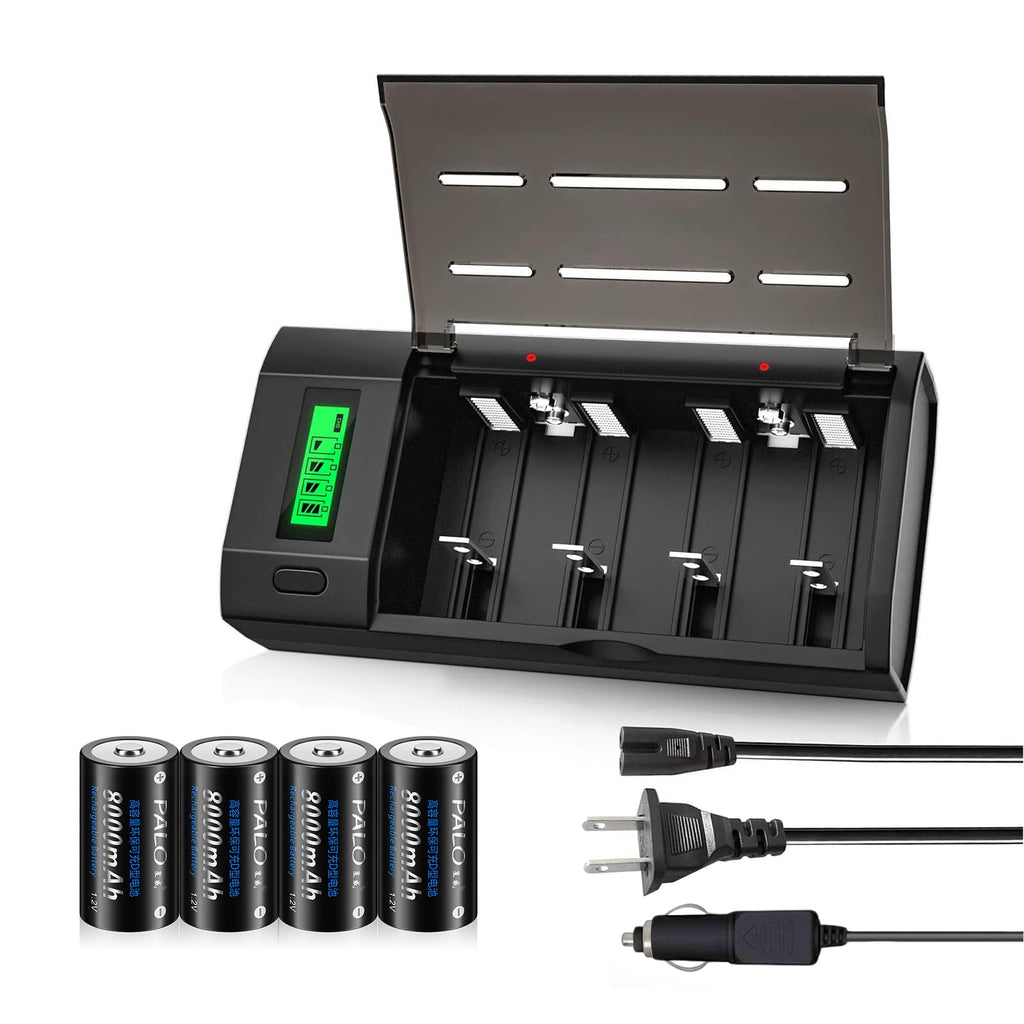 Rechargeable D Batteries with Charger D15526