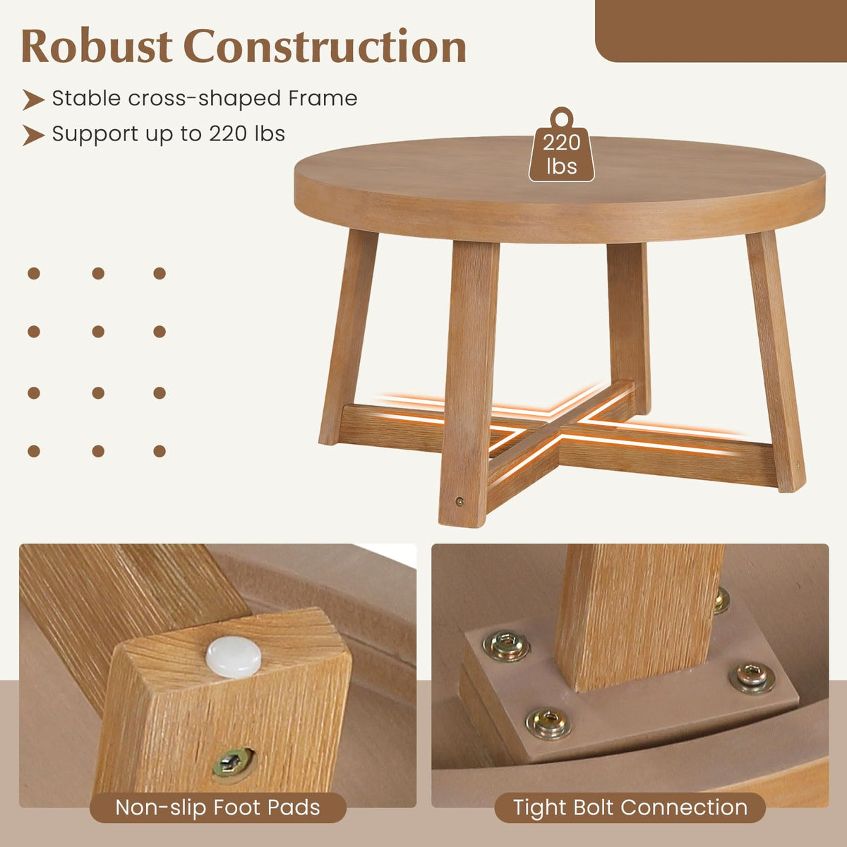 Round Wood Coffee Table O438326