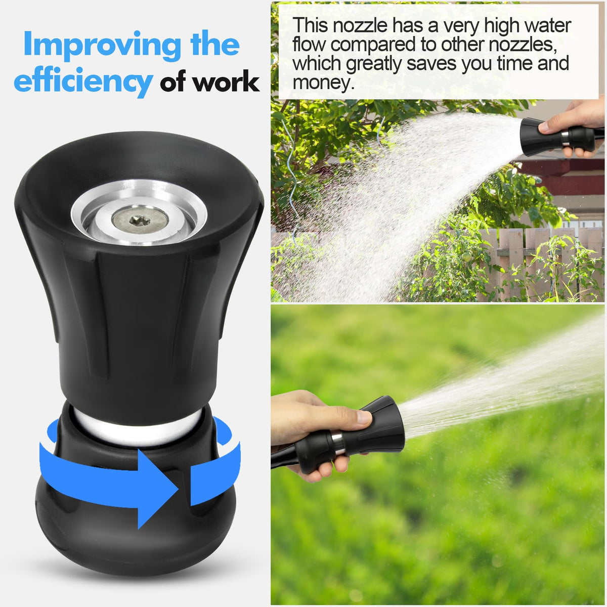 5/8" Hot/Cold Garden Rubber Hose 100 ft with Nozzle C9413