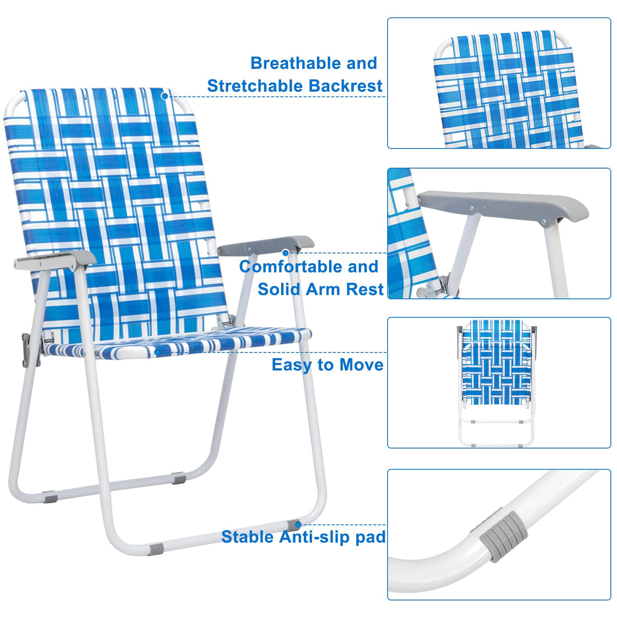 Folding Webbed Lawn Beach Chair D9661
