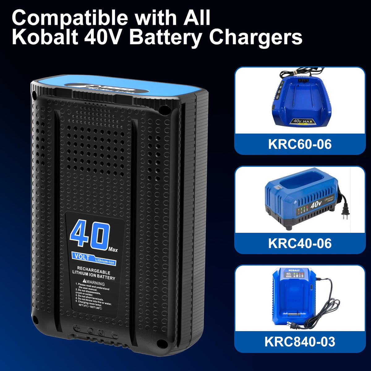 40V Replacement Battery 4.0Ah 1Pack G860751