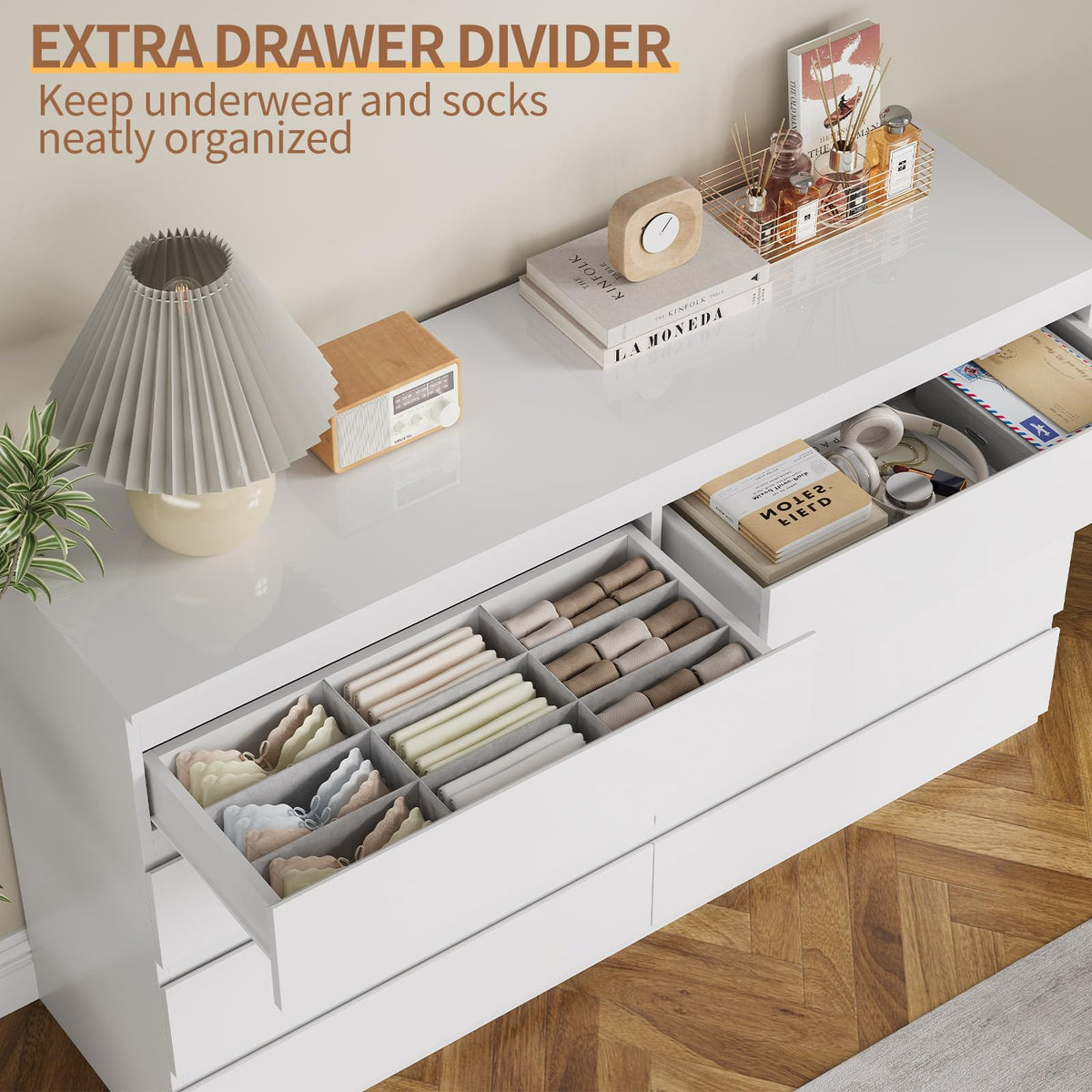 White 8 Drawer Wood Dresser A461
