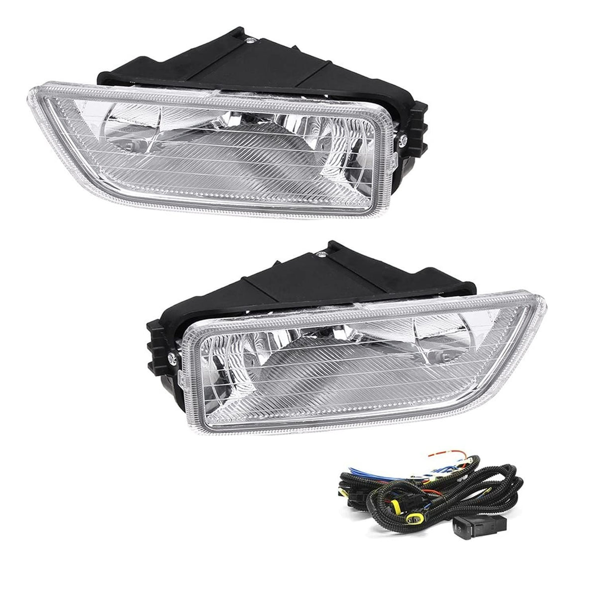 Driving Fog Lights Lamps Replacement with H11 12V 55W Halogen Bulbs & Wiring Harness Kit (Clear Lens) N949