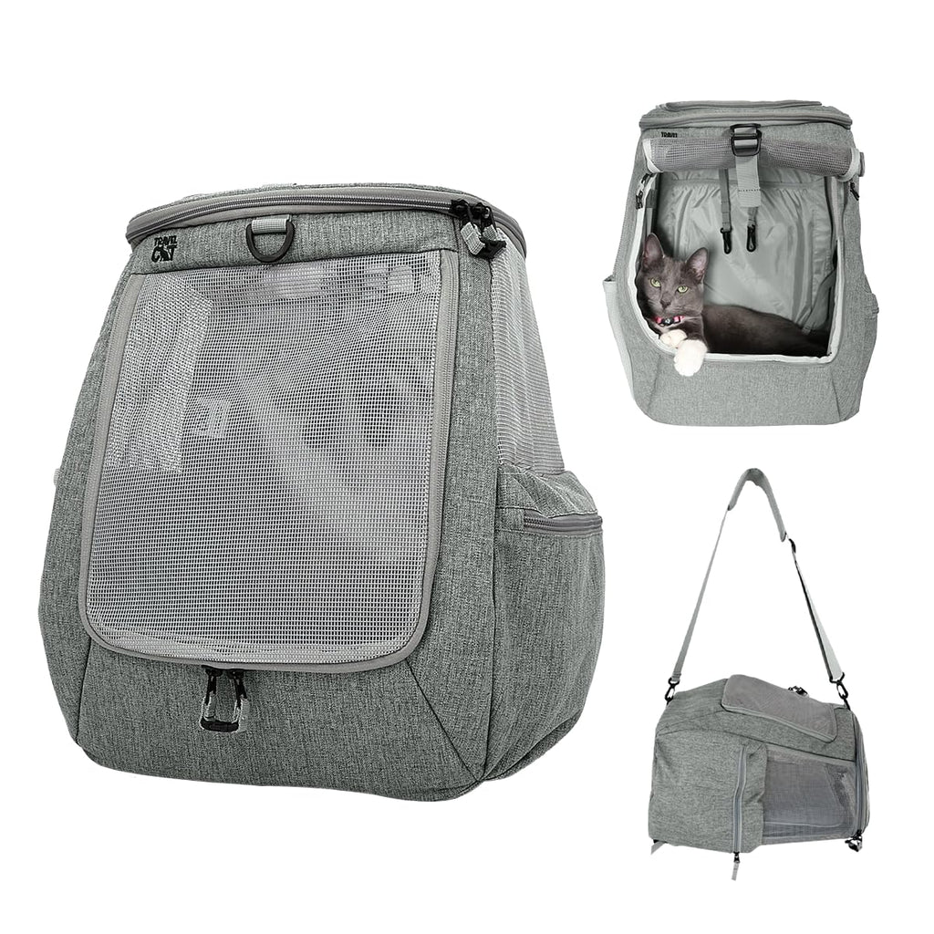 Grey Mesh Cat Carrier Bag with Side Pockets J245