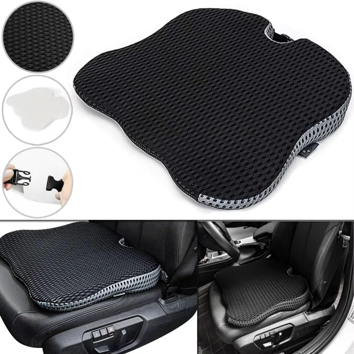 Black Memory Foam Car Seat Booster Cushion D6373