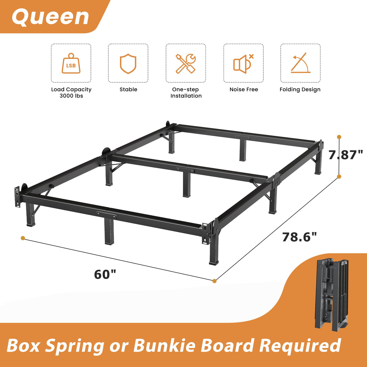 Queen 8 Inches Metal Bed Frame B31406