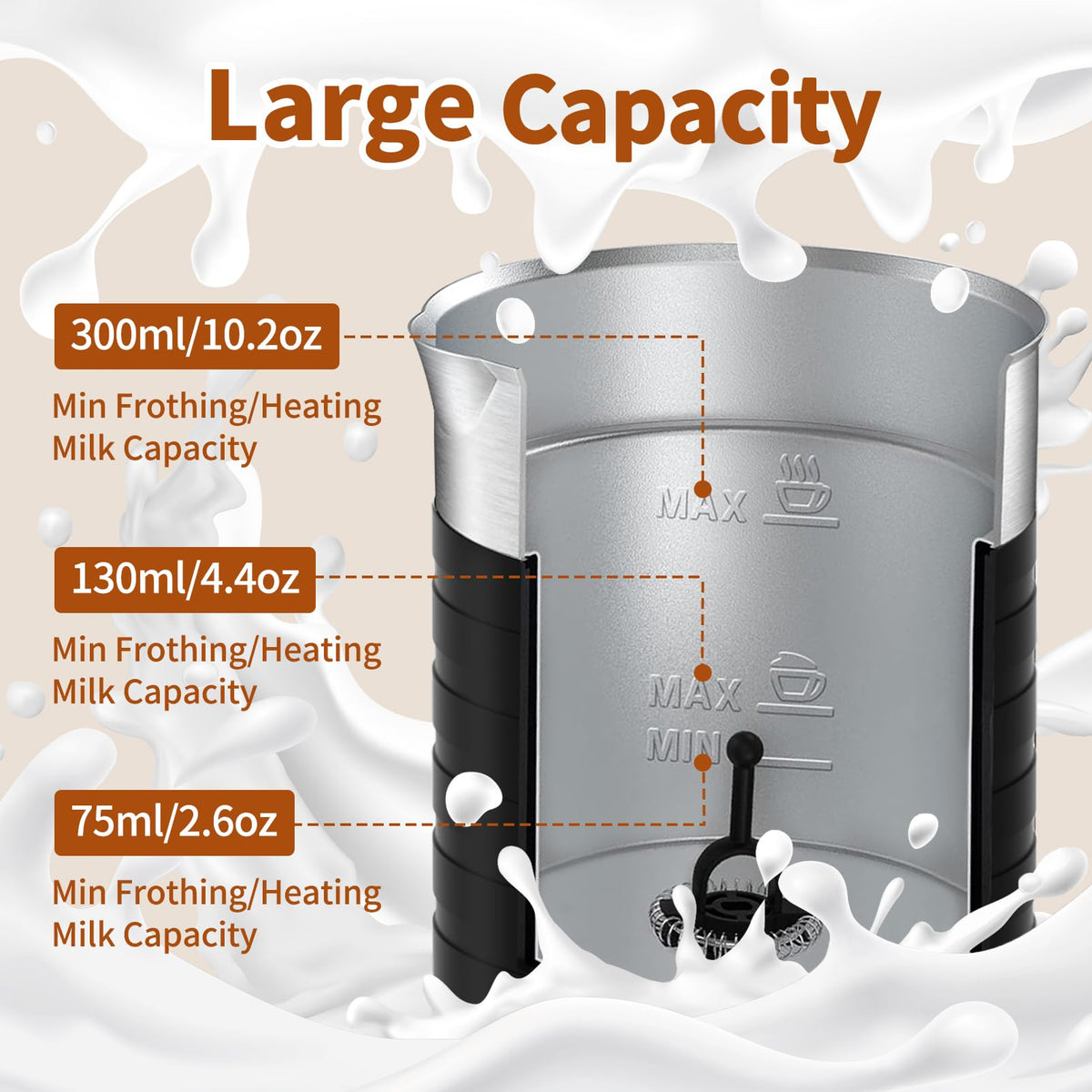 4 In 1 Electric Milk Frother Steamer 350ml A2134