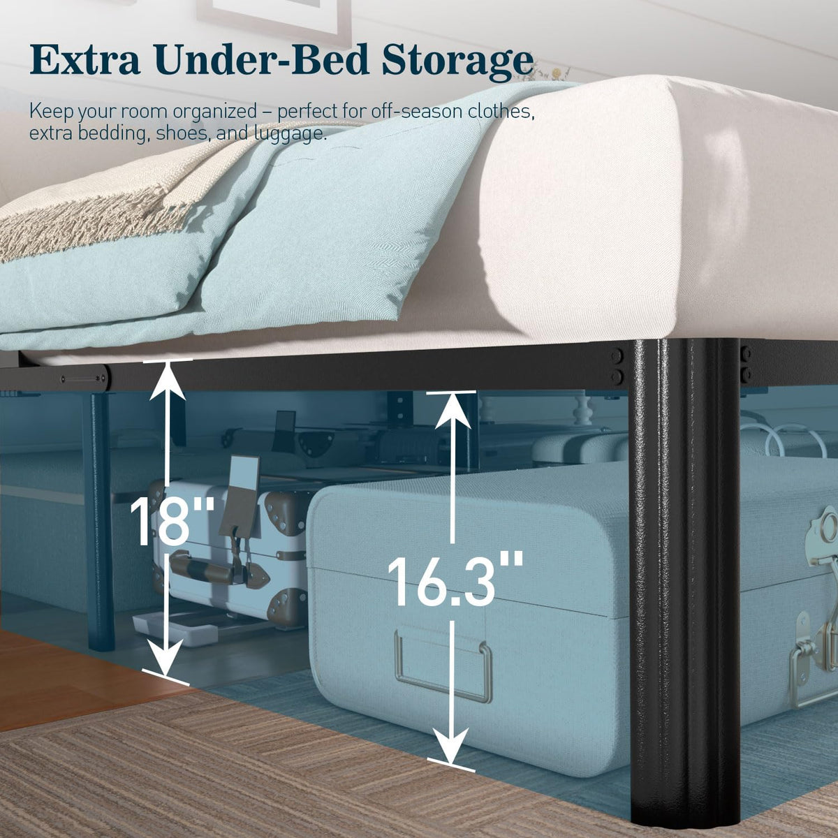 Queen 18 Inch Heavy Duty Metal Platform Bed Frame K845873