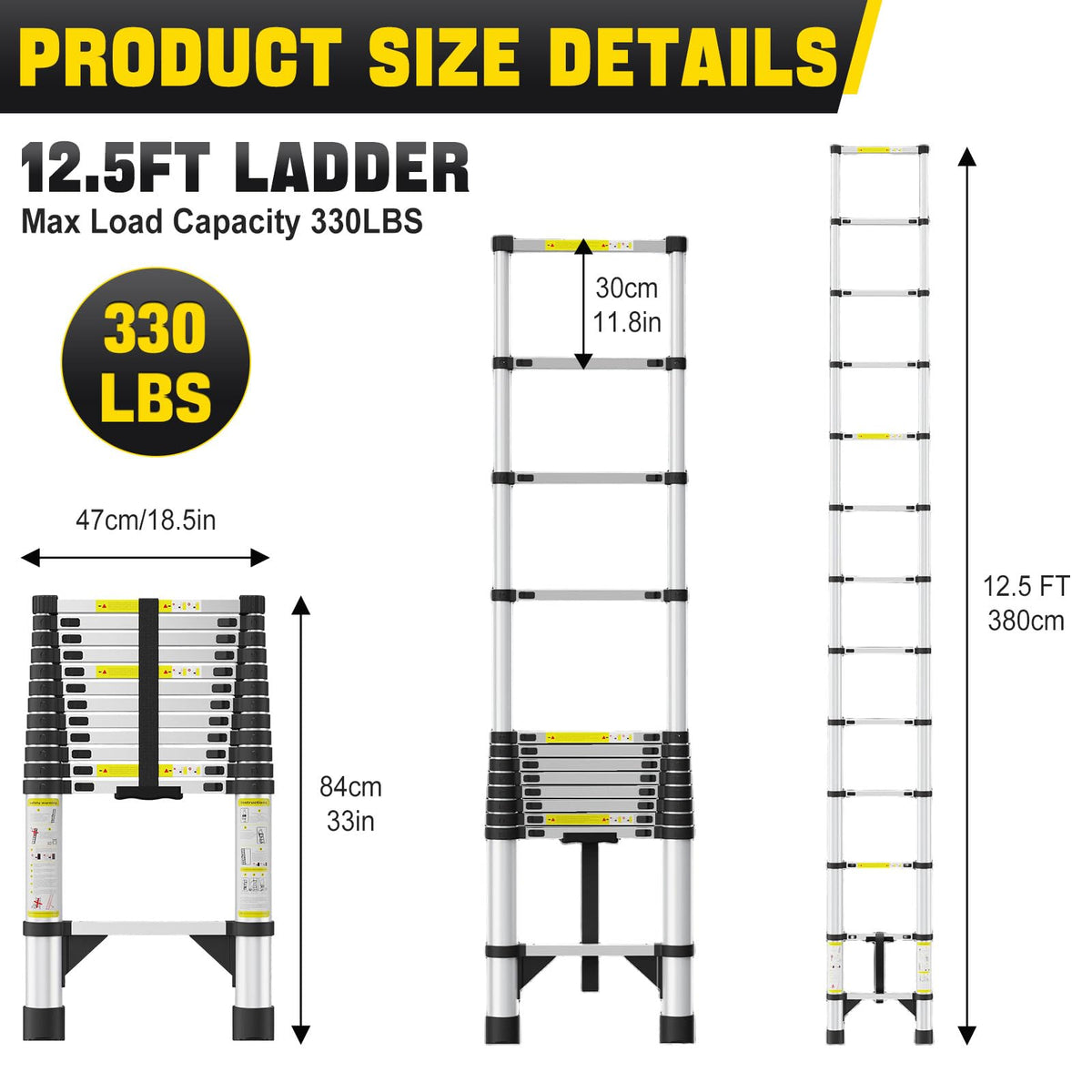 12.5 FT Aluminum Telescoping Ladder I520107