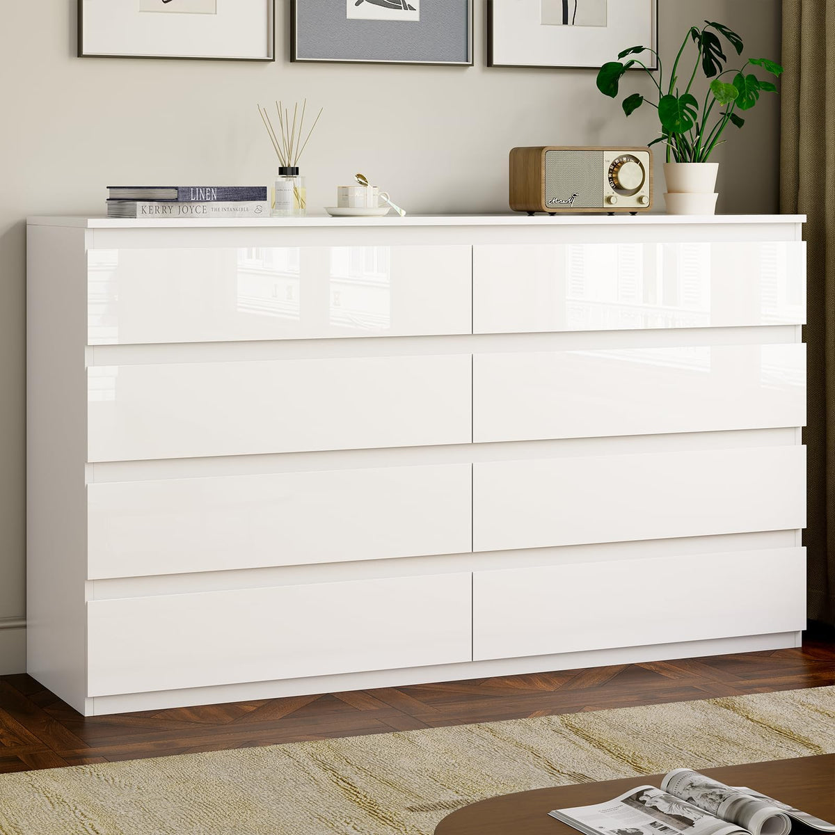 White 8 Drawer Wood Dresser A461