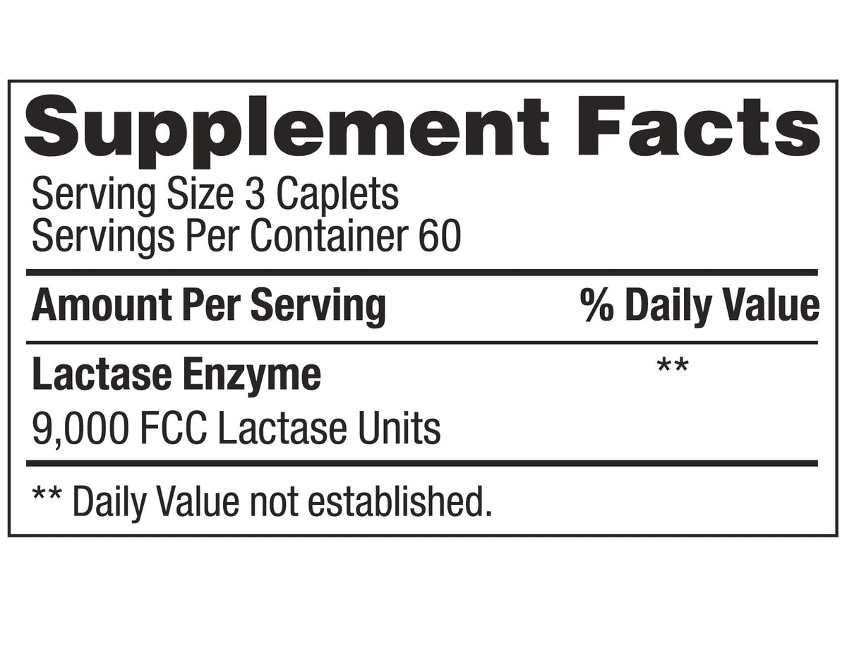 Lactase Enzyme 540 Caplets 3000 FCC X71051