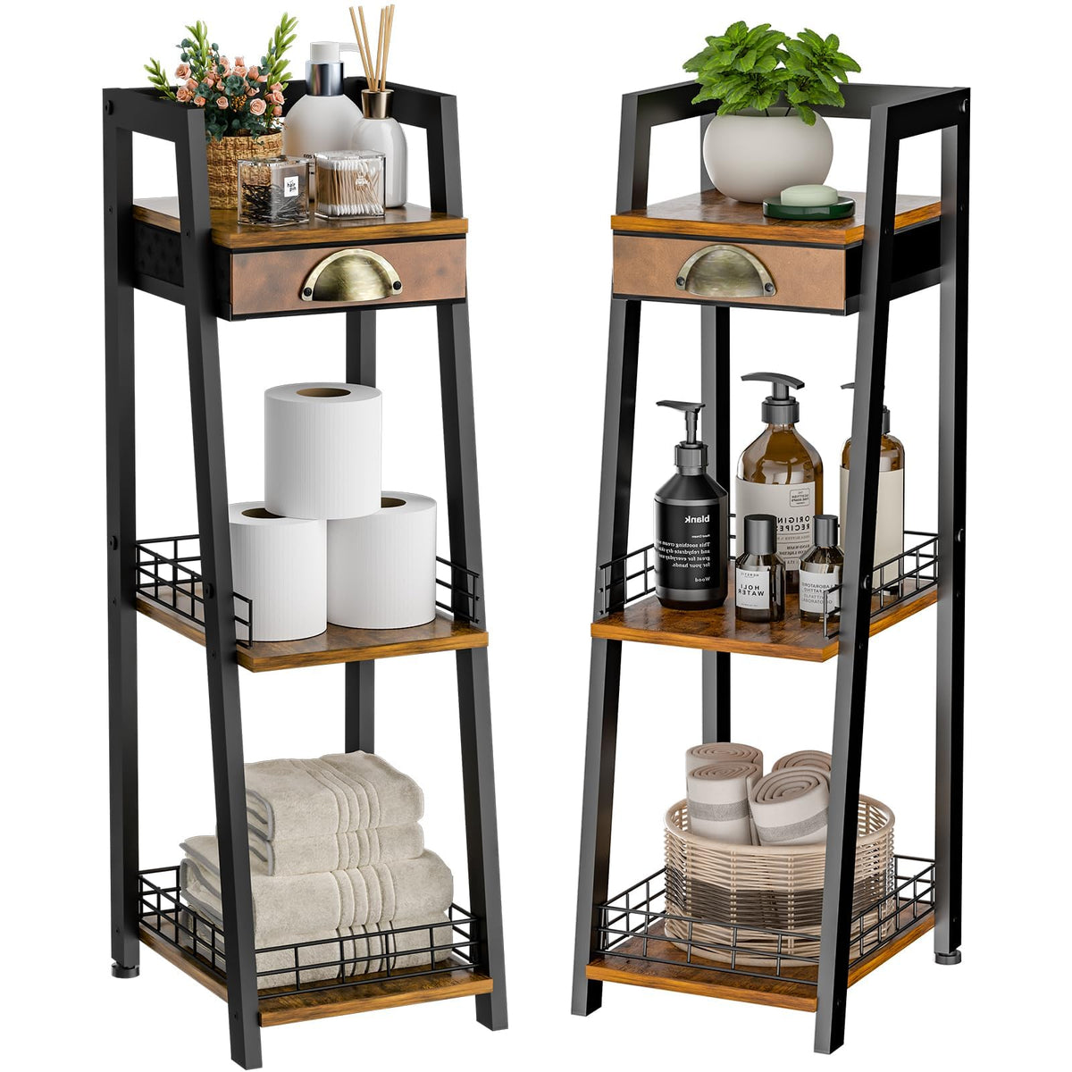 3-Tier Narrow Bathroom Shelves with Drawer A323