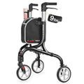 Super Lightweight 3 Wheel Foldable Aluminum Walker with Cup Holder, Black U995123