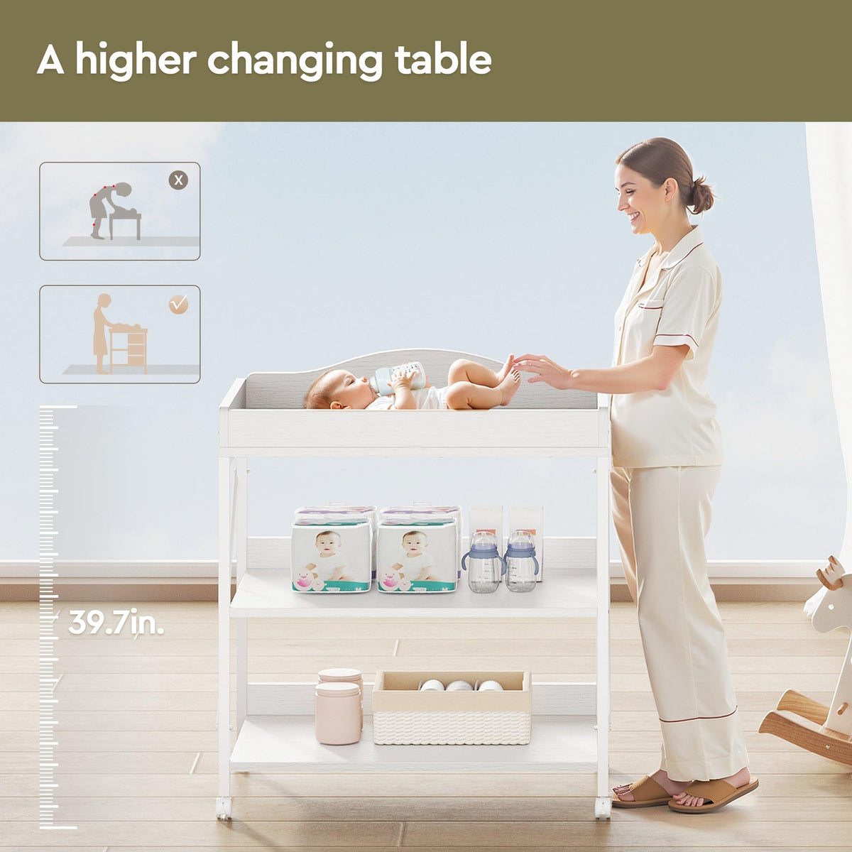 White Baby Changing Table with Pad G632563