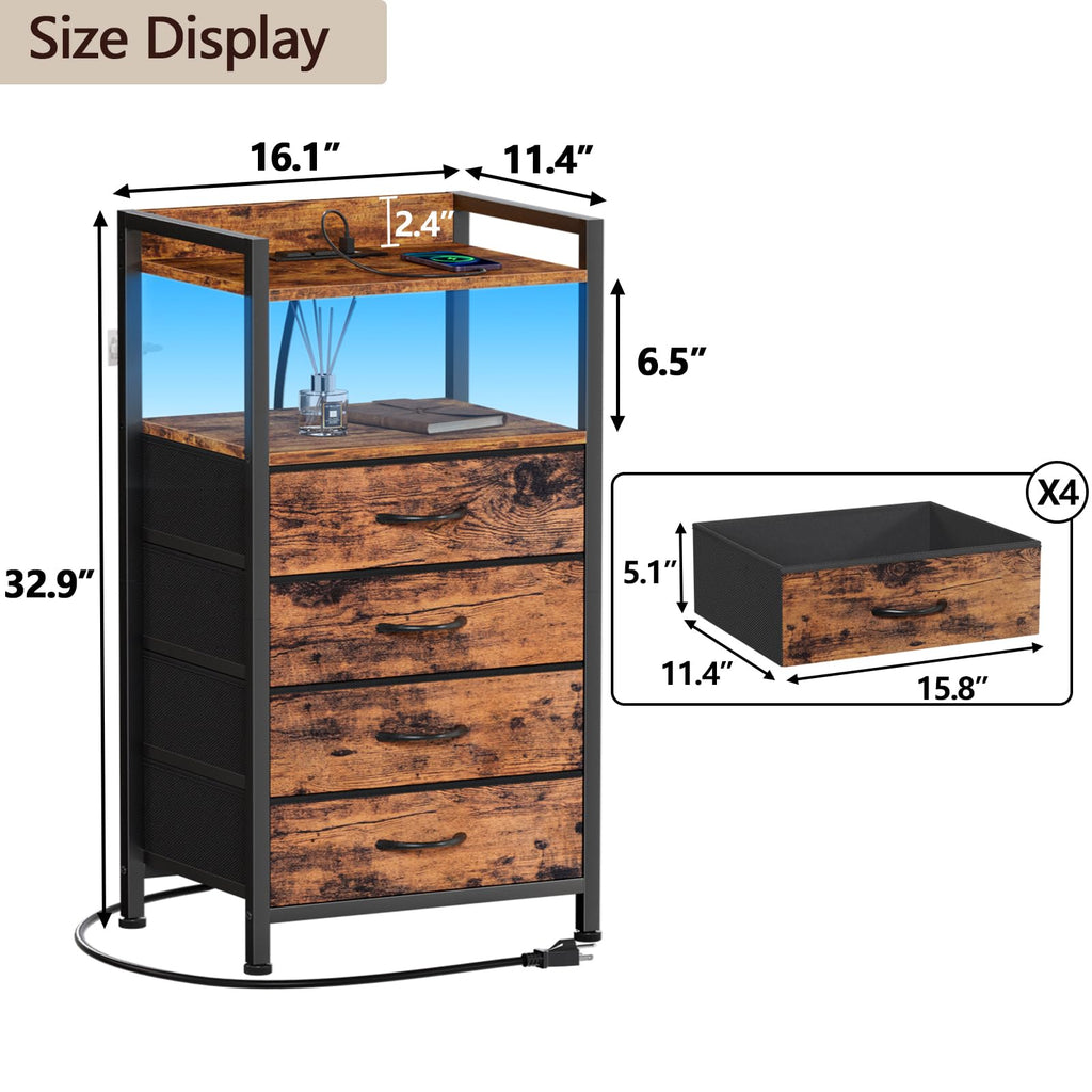 4 Drawer Night Stand with Charging Station V752