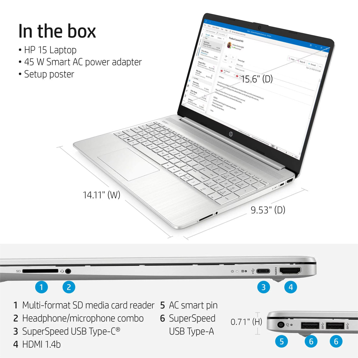 15.6" FHD Windows 11 Pro Laptop, Intel Core i5, 16GB RAM 256GB SSD Z49060