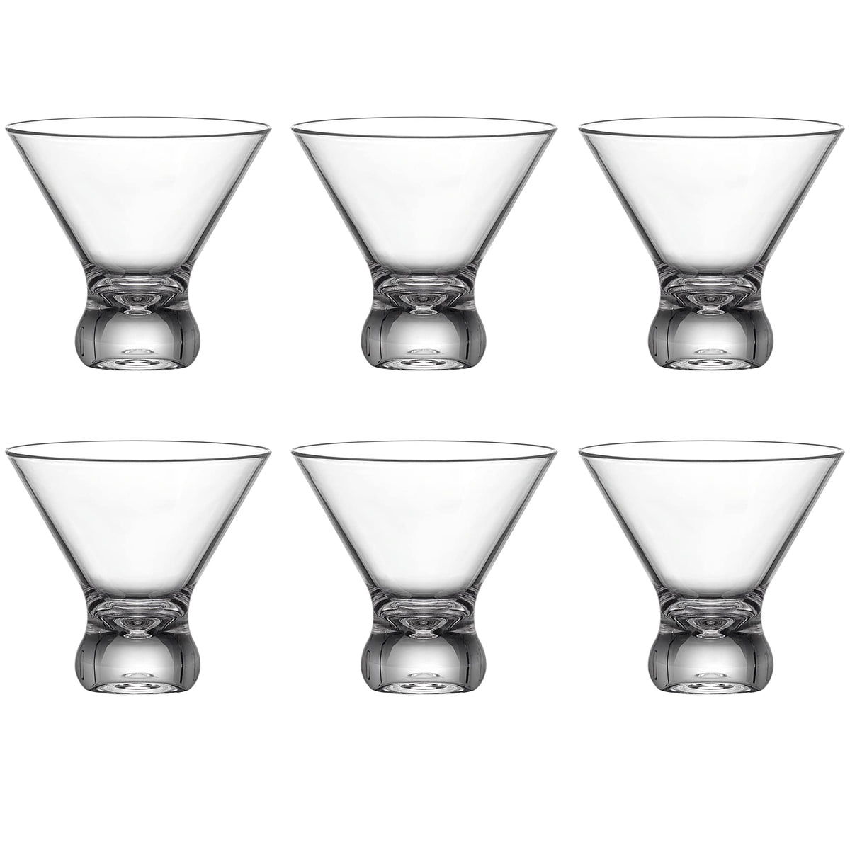 10-Ounce Plastic Stemless Martini Glasses Set of 6 D277