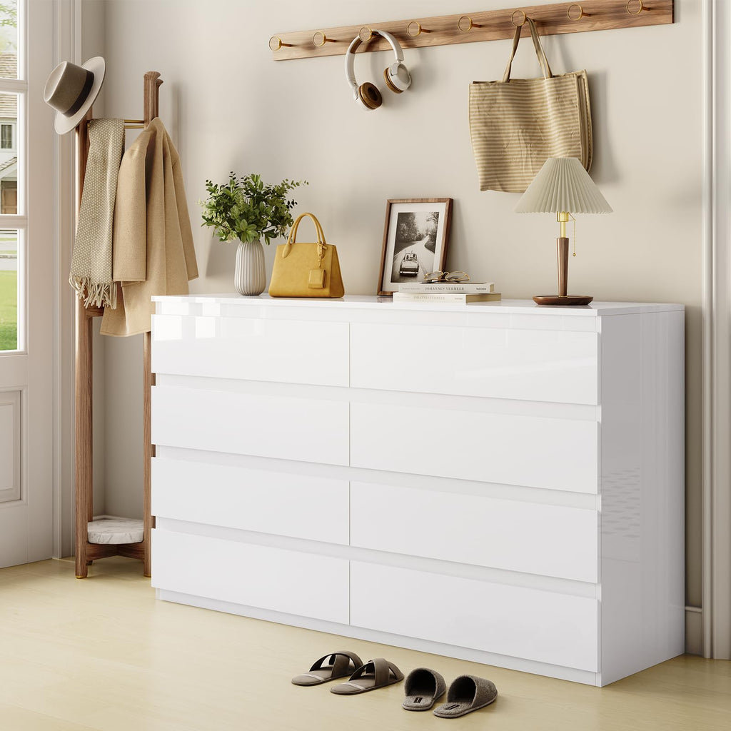 White 8 Drawer Wood Dresser A461