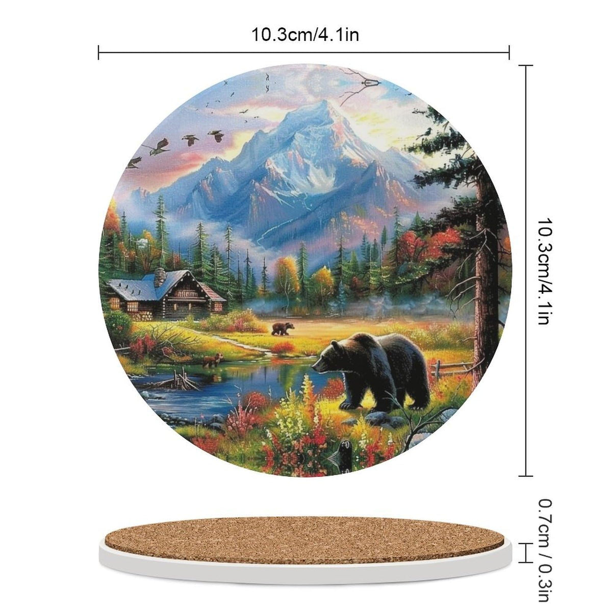 Absorbent Ceramic Stone Coasters Set of 4 Cork Base S77496