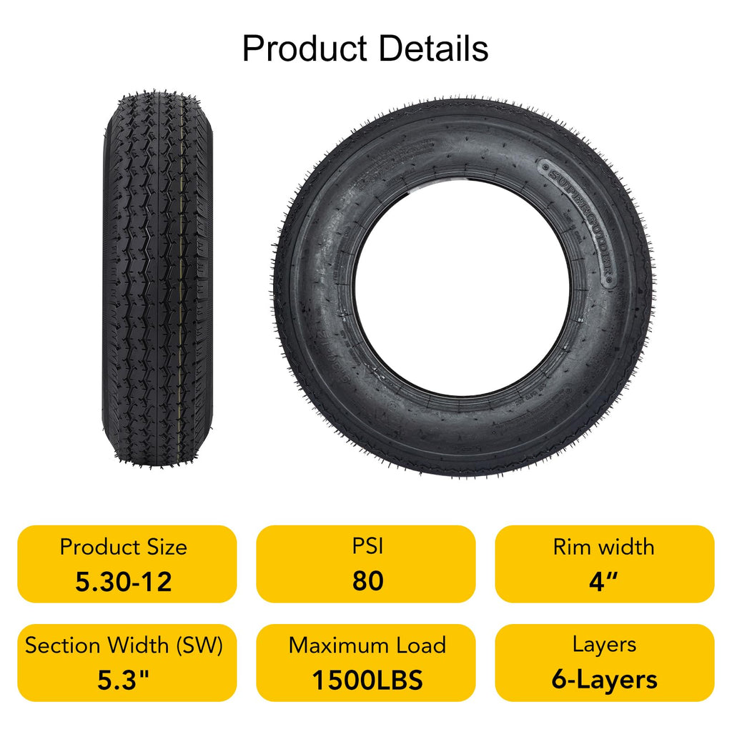 5.3-12 Trailer Tires Load Range C 6PR T44642