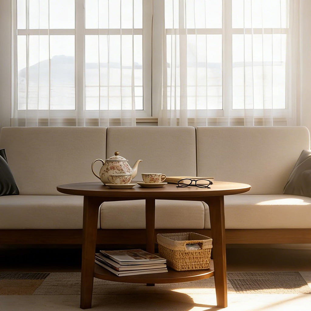 2-Tier Round Wood Coffee Table Q348827