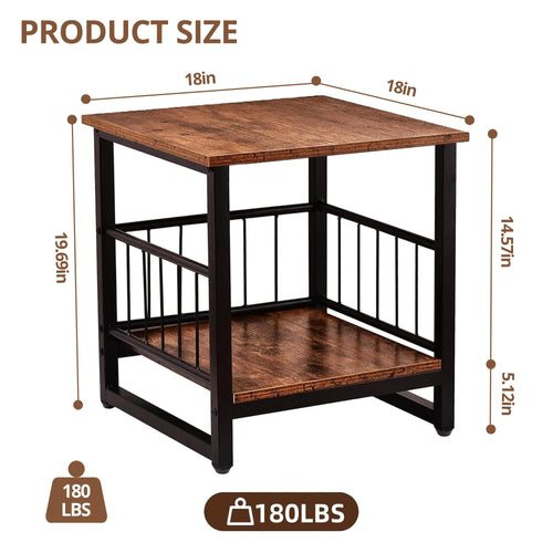 18” Square Side Table with Open Storage Shelf B42073