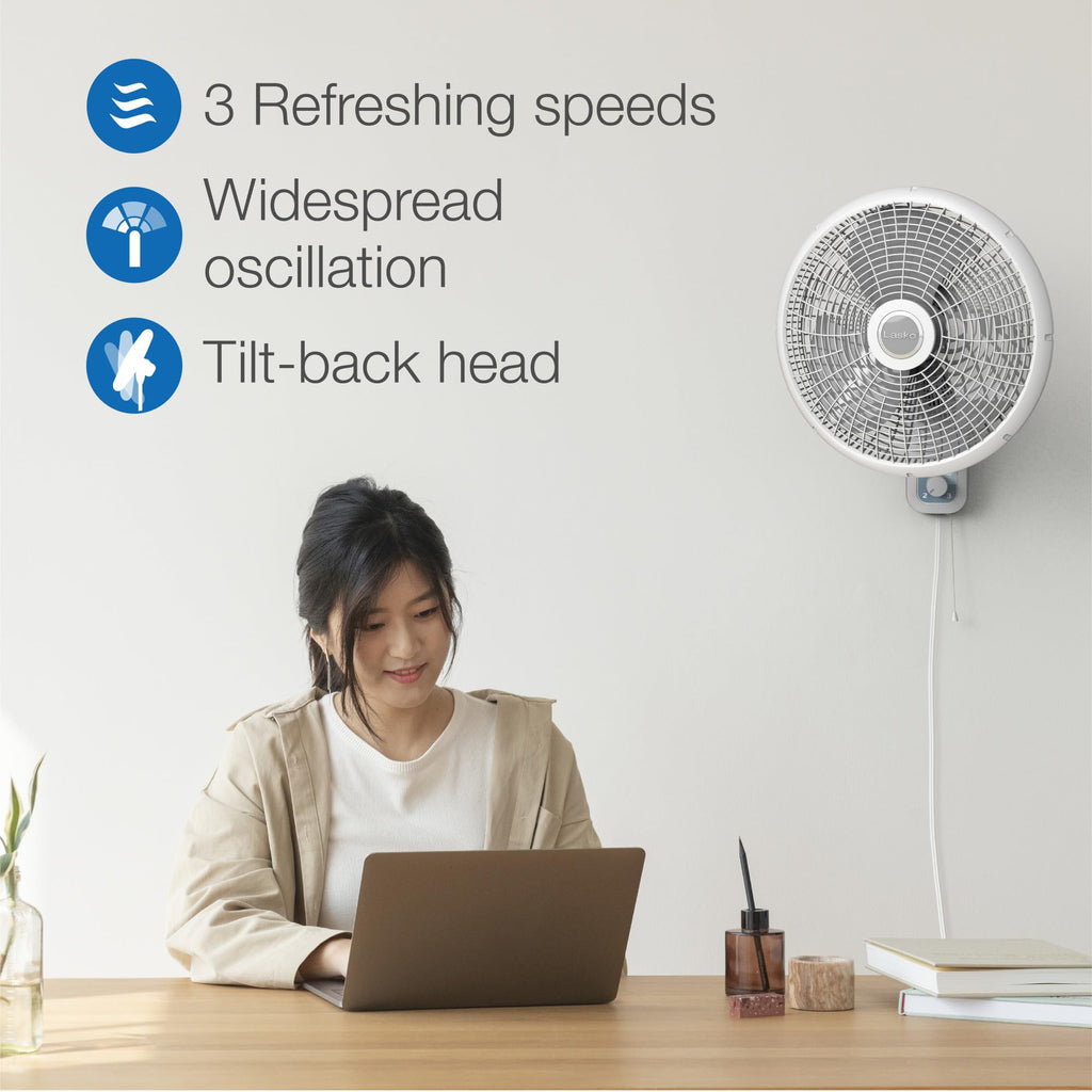 16" 3-Speed Oscillating Wall Mount Fan H181