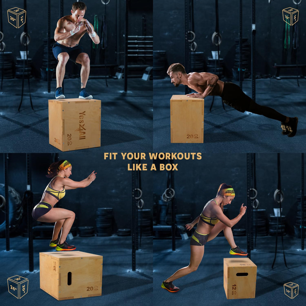 3-in-1 Wooden Plyo Box Q553